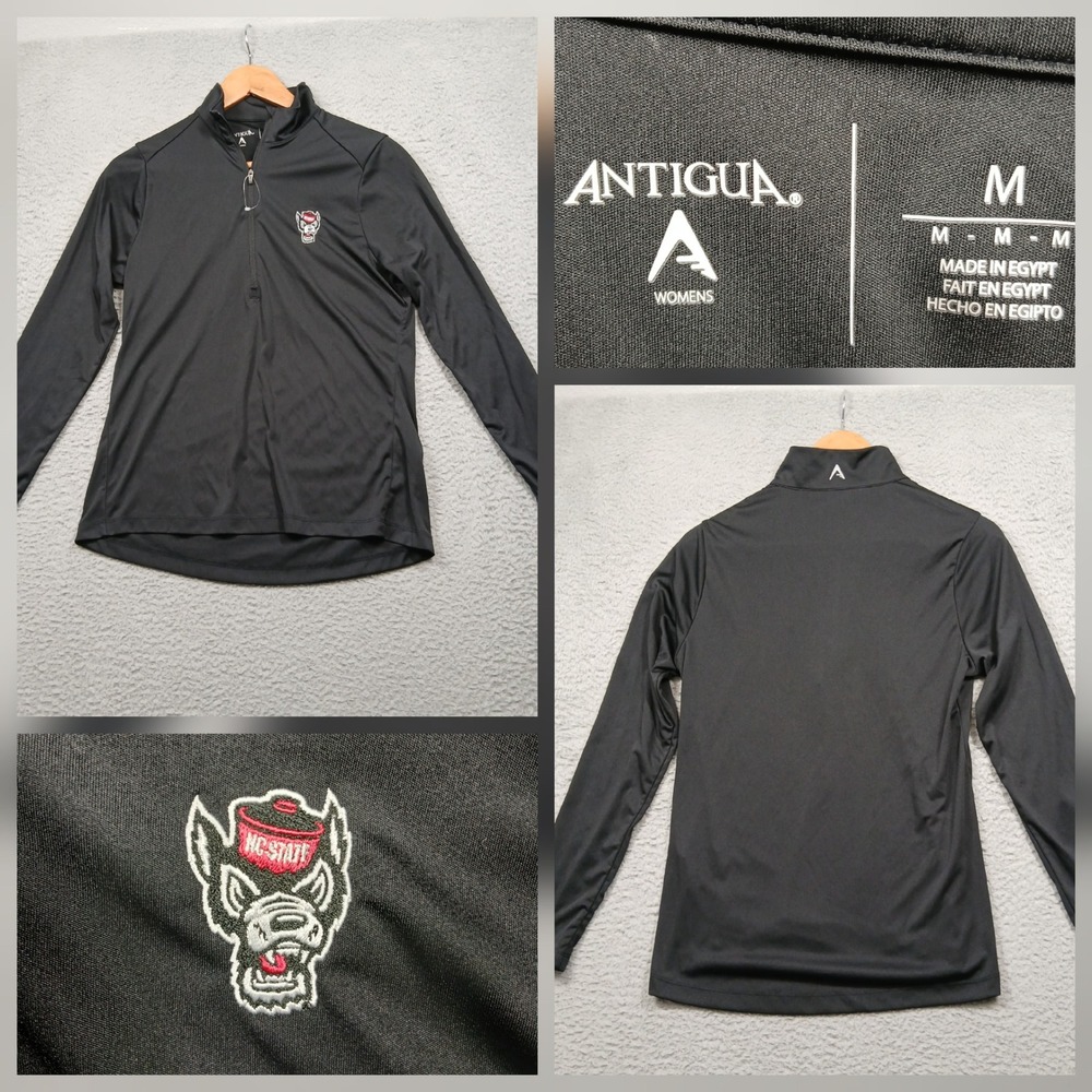 NC State‎ Wolfpack Antigua 1/4 Zip Pullover Women's M Black Long Sleeve Top